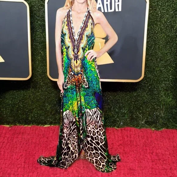 Shahida Parides 3 Ways Animal Print Maxi Silk Dress Multicolor ADINA PORTER - Picture 3 of 13